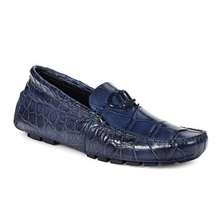 Mauri Bartolini Men's Shoes Alligator Wonder Blue Moccasins Art 3420 (MA4702) (Special Order)-AmbrogioShoes