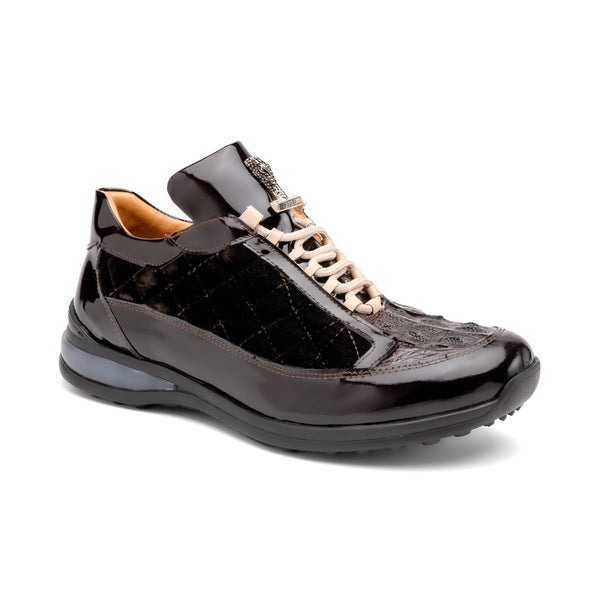Mauri 8415-1 Men's Shoes Sport Rust & Dune Exotic Hornback Crown / Velvet / Patent Leather Casual Sneakers (MA5577)-AmbrogioShoes