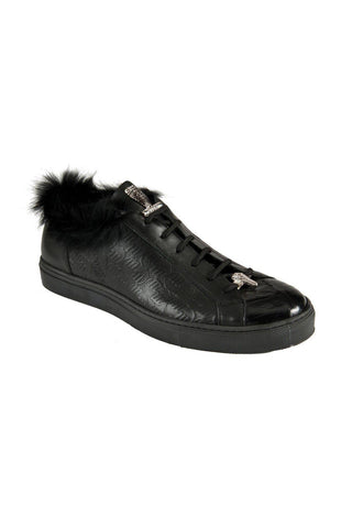 Mauri Black Exotic Crocodile / Nappa Sneakers 8591 (MAO1049)-AmbrogioShoes