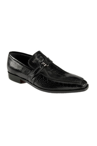 Mauri Black Exotic Ostrich Leg Split-Toe Monkstraps Loafers 2478-2 (MAO1019)-AmbrogioShoes