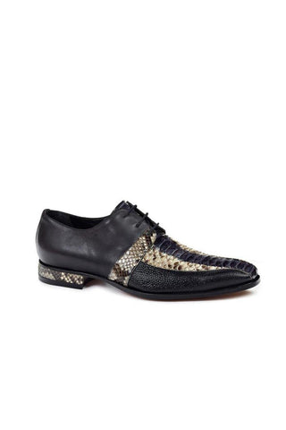 Mauri Black & Gray Exotic Snake-Skin / Calf-Skin Leather Oxfords 4789 (MA4511) (Made to Order)-AmbrogioShoes