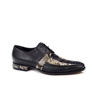 Mauri Black & Gray Exotic Snake-Skin / Calf-Skin Leather Oxfords 4789 (MA4511) (Special Order)-AmbrogioShoes
