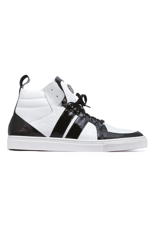 Mauri Blackjack 8410 Black & White Crocodile / Patent / Nappa Leather High-Top Sneakers (MA5276)