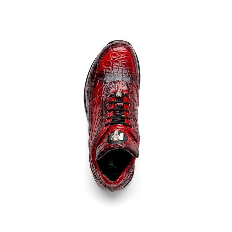 Mauri Bloodshed 8900/2 Men's Shoes Red with Black Finished Exotic Alligator Sneakers (MA5563)-AmbrogioShoes