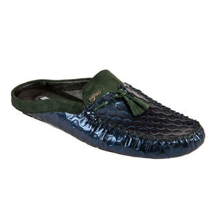 Mauri Blue & Green Homer Print Fabric / Suede Tassel Sandals 3480 (MAO1038)-AmbrogioShoes