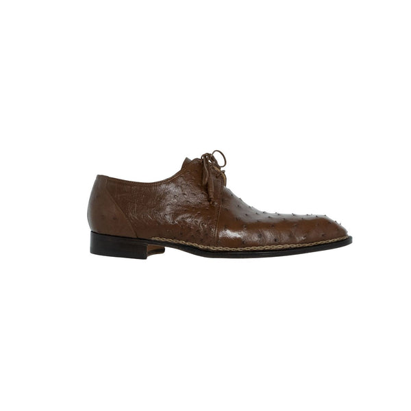 Mauri Boulevard Men's Shoes Tabacco Brown Exotic Ostrich Wing-tip Oxfords 3038 (MA5107)-AmbrogioShoes