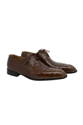 Mauri Boulevard Tabacco Brown Exotic Ostrich Wing-tip Oxfords 3038 (MA5107)-AmbrogioShoes