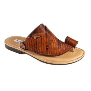 Mauri Brick Men's Designer Shoes Cognac Teju-Lizard Sandals 1622-3 (MAO1005) (Special Order)-AmbrogioShoes