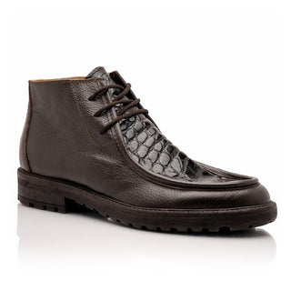 Mauri Brooklyn 2700 Men's Shoes Exotic Alligator / Time Calf-Skin Leather Boots (MA5631)(Special Order)-AmbrogioShoes