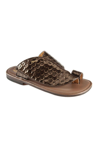Mauri Brown Homer Texture Embossed Fabric Sandals 1951-8 (MAO1011)-AmbrogioShoes