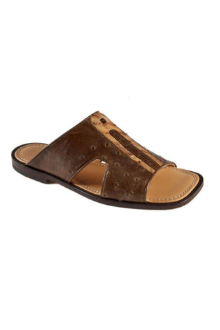 Mauri Brown Ostrich-Skin Sandals 1483-7 (MAO1002)