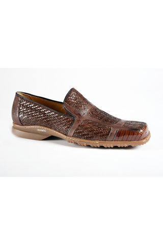 Mauri Brown Woven / Calf-Skin Leather Loafers 9299 (MAO1046)-AmbrogioShoes