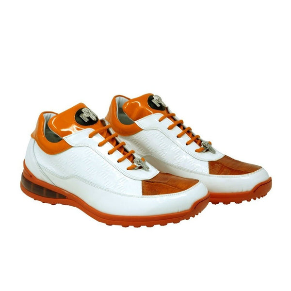 Mauri Bubble Men's Shoes White and Orange Multi Material Casual Sneakers 8900/2 (MA5123)-AmbrogioShoes