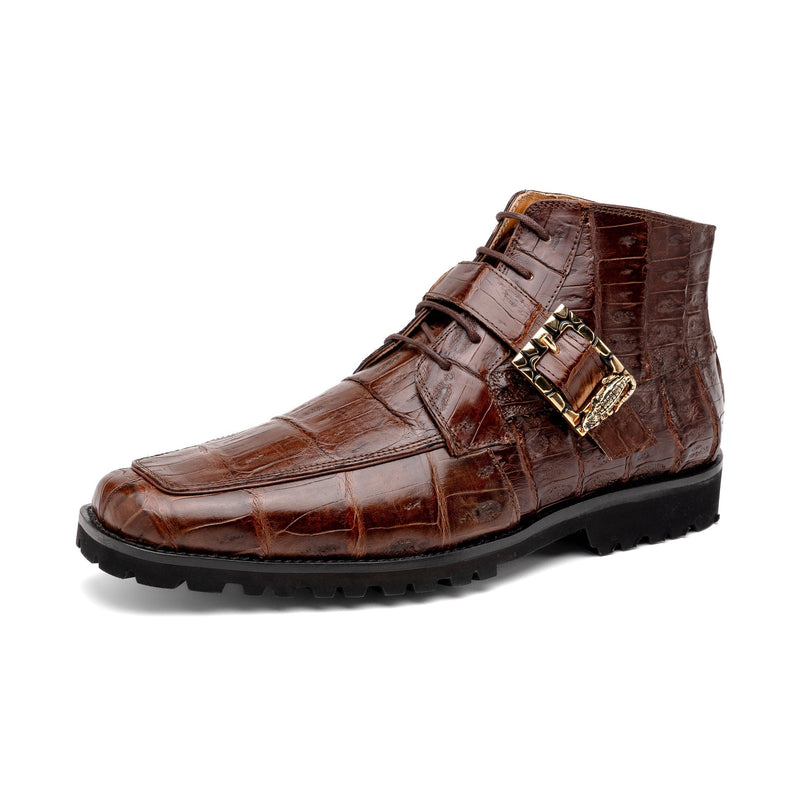 Mauri 3238-1 Men's Shoes Camel Exotic Crocodile Strap Derby Boots (MA5579)-AmbrogioShoes