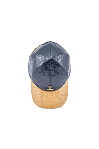 Mauri Cap H65 Men's Exotic Crocodile Skin & Patent Calf-Skin Leather Hat (MAH1014)