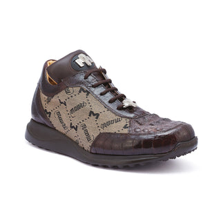 Mauri Carange 8741/2 Men's Shoes Ostrich Skin / Hornback Crown / Fabric Sneakers (MA5269)(Special Order)-AmbrogioShoes