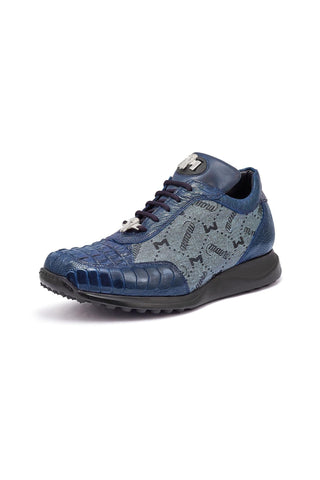Mauri Carange 8741/2 Ostrich Skin / Hornback Crown / Fabric Sneakers (MA5269)-AmbrogioShoes