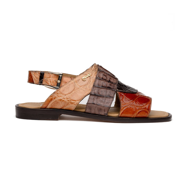 Mauri Cayman 5181 Men's Shoes Multi Brown & Sport Rust Exotic Alligator / Hornback Sandals (MA5611)-AmbrogioShoes