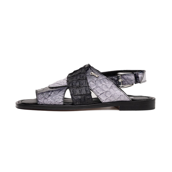 Mauri Cayman 5181 Men's Shoes Multi Gray & Black Exotic Alligator / Hornback Sandals (MA5612)-AmbrogioShoes