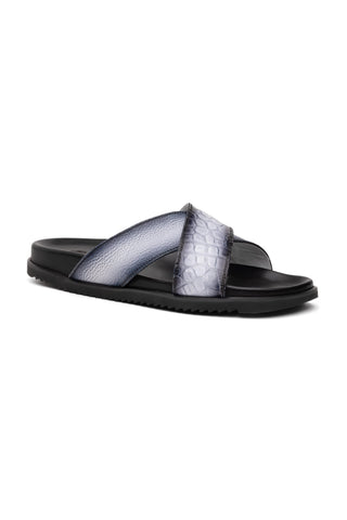 Mauri Coral 5134/6 Exotic Alligator Skin & Time Leather Slip-on Sandals (MA5608)-AmbrogioShoes