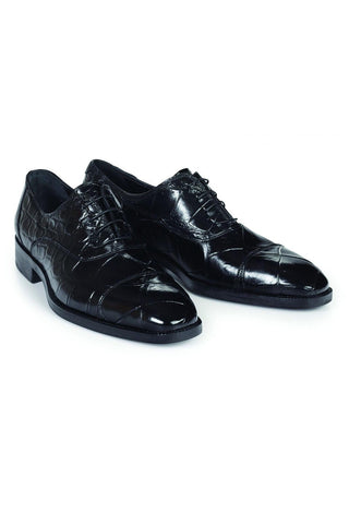 Mauri Correggio Black Exotic Body Alligator Oxfords 4818 (MA4636)-AmbrogioShoes