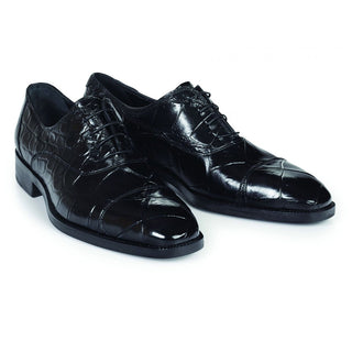 Mauri Correggio Men's Shoes Black Exotic Body Alligator Oxfords 4818 (MA4636) (Special Order)-AmbrogioShoes