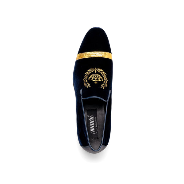 Mauri 3296 Men's Shoes Wonder Blue Alligator / Velvet / Nappa Leather Slip-On Loafers (MA5570)-AmbrogioShoes
