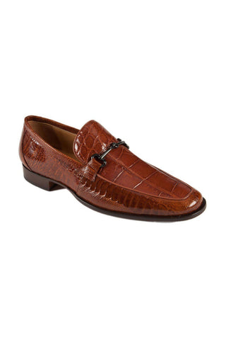 Mauri Dark Cognac Exotic Ostrich Leg / Alligator Horsebit Loafers 4863-2 (MAO1025)-AmbrogioShoes