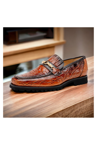 Mauri Debonair 4894-7 Alligator / Nappa Leather Horsebit Split-Toe Loafer