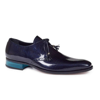 Mauri Shoes 4801 Mens Shoes Mantegna Blue Canapa Patent Leather Oxfords Art (MA4641)-AmbrogioShoes