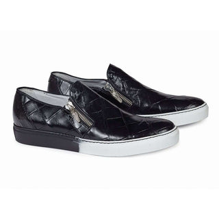 Mauri Designer Shoes 8508/1 Men's Black Body Alligator Sneakers (MA4608)(Special Order)-AmbrogioShoes