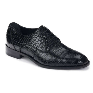 Mauri Designer Shoes Exotic Skin Men's Baby Alligator Black Oxfords 4896 (MA4917)(Special Order)-AmbrogioShoes