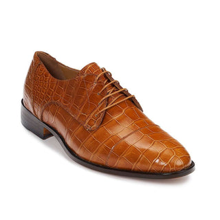 Mauri Shoes Exotic Skin Men's Baby Alligator Cognac Oxfords 4896 (MA4918)-AmbrogioShoes