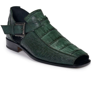 Mauri Shoes Exotic Skin Men's Baby Croc & Ostrich Green Sandals 3035 (MA4902)-AmbrogioShoes