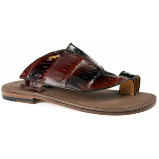 Mauri Designer Shoes Exotic Skin Men's Baby Croc multi Brown Sandals 1951 (MA4900) (Special Order)-AmbrogioShoes