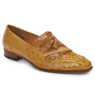 Mauri Designer Shoes Exotic Skin Men's Ostrich & Ostrich Patent Camel Loafers 4881 (MA4914)(Special Order)-AmbrogioShoes