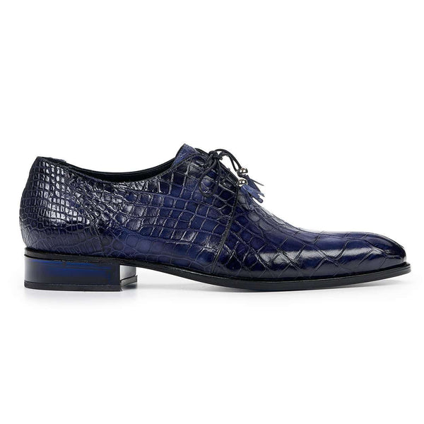 Mauri Shoes Exotic Skin Men's Rovere Wonder Blue Alligator Body Oxfords 4851(MA4803)-AmbrogioShoes
