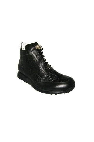 Mauri Designer Shoes Nappa & Crocodile Black Sneakers Art 8510 (MA4705)-AmbrogioShoes