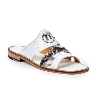 Mauri Designer Shoes Ostrich & Snakeskin White Sandals Art 1255/1 (MA4660)-AmbrogioShoes