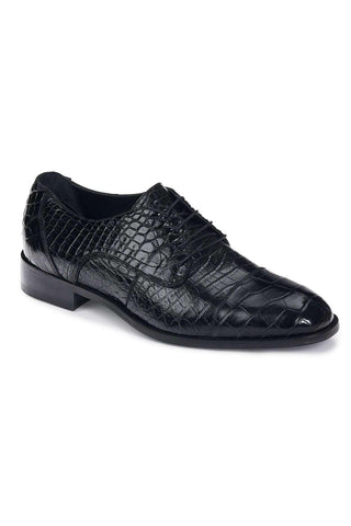 Mauri Designer Shoes Skin Men's Baby Alligator Black Oxfords 4896 (MA4917)-AmbrogioShoes