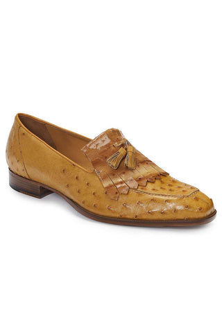 Mauri Designer Shoes Skin Men's Ostrich & Ostrich Patent Camel Loafers 4881 (MA4914)-AmbrogioShoes