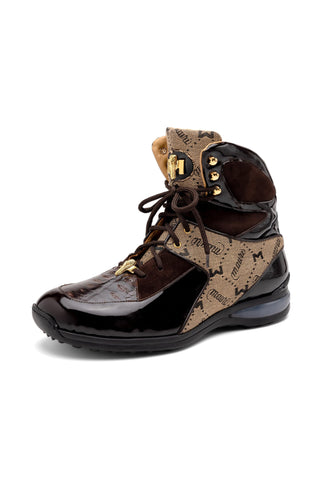 Mauri Diamond 8402 Exotic Crocodile / Fabric / Patent High-Top Sneakers (MA5554)-AmbrogioShoes