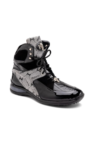 Mauri Diamond 8402 Exotic Crocodile / Fabric / Patent High-Top Sneakers (MA5554)-AmbrogioShoes