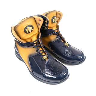 Mauri Diamond 8402 Exotic Crocodile / Suede / Nappa / Patent Leather High-Top Sneakers (MA5625)(Made to Order)-AmbrogioShoes