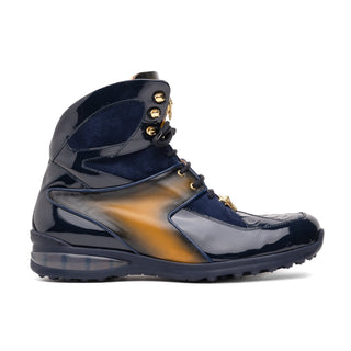 Mauri Diamond 8402 Exotic Crocodile / Suede / Nappa / Patent Leather High-Top Sneakers (MA5625)(Made to Order)-AmbrogioShoes