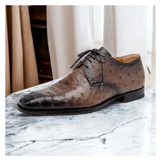 Mauri Dillinger 1056-2 Men's Shoes Exotic Ostrich-Skin Derby (MA5560) (Special Order)-AmbrogioShoes
