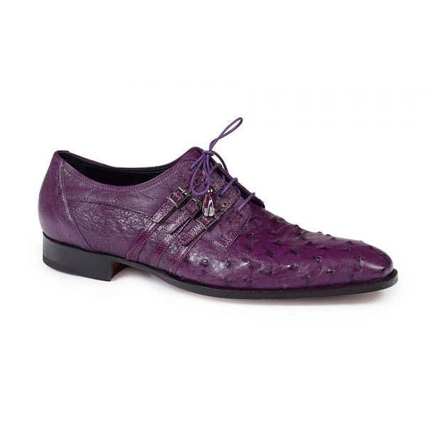 Mauri Donatello Men's Shoes Purple Ostrich & Ostrich Leg Oxfords (MA4630)(Special Order)-AmbrogioShoes