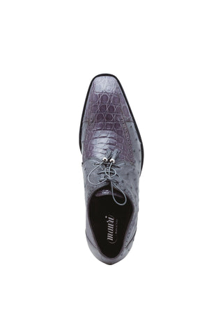 Mauri Duke 3058 Medium Gray Exotic Crocodile Flanks / Ostrich-Skin Oxfords (MA5260)-AmbrogioShoes