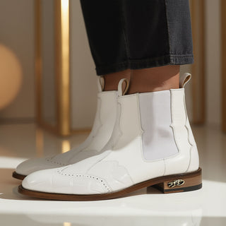 Mauri Ebony 1092/3 Men's Shoes Exotic Alligator / Calf-Skin Leather Chelsea Boot(MA5656) (Special Order)-AmbrogioShoes