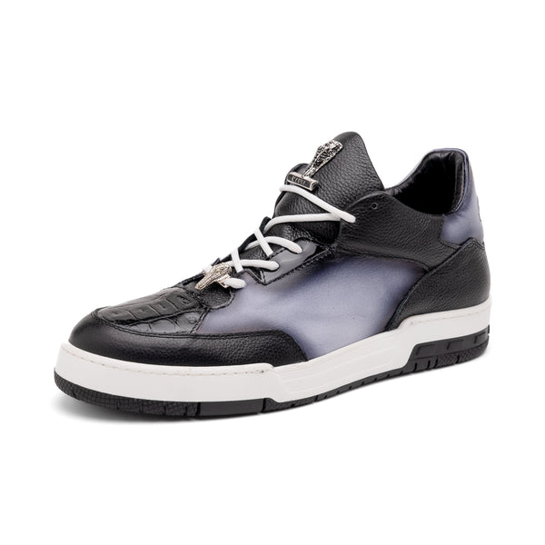 Mauri 8423 Men's Shoes Black & White Exotic Crocodile / Nappa / Calf-Skin Leather Slip-On Loafers (MA5571)-AmbrogioShoes